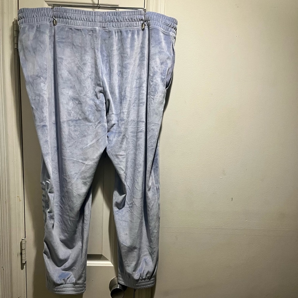 Pink Vs Light Blue Velvet Plus Size Joggers/ Sweatpants View 2